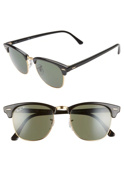 Ray Ban Ray-ban Unisex Polarized Classic Clubmaster Sunglasses, 51mm In Black