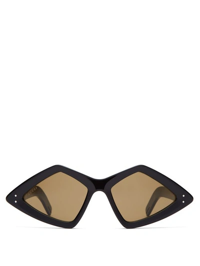 Gucci Diamond Acetate Sunglasses In Black