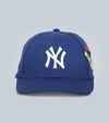Gucci Blue Men's Baseball Cap With Ny Yankees™ Patch In Royal Blue Canvas