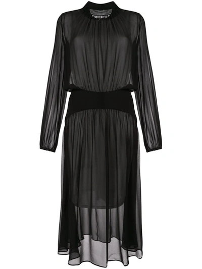 N°21 Fluid Sheer Midi Dress In Black