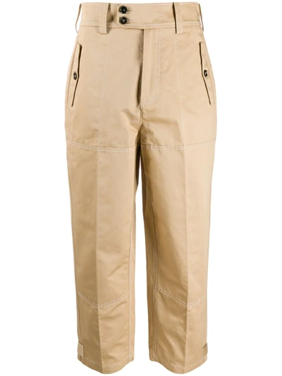 Marni Cropped Cotton And Linen-blend Straight-leg Pants In Neutrals