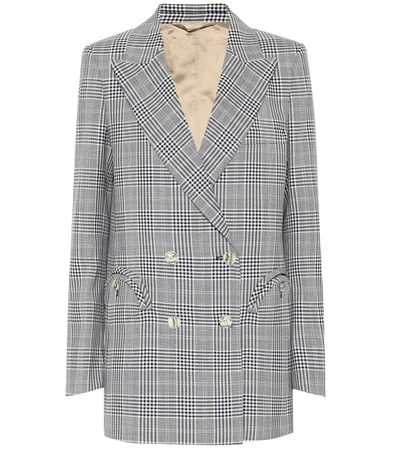 Blazé Milano Everyday Double-breasted Prince Of Wales Checked Wool Blazer In Navy