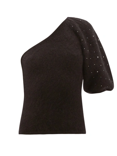 Joostricot Beaded One-sleeve Mohair-blend Sweater In Black