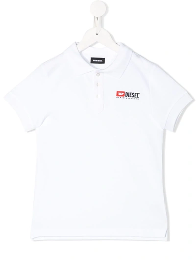 Diesel Kids' Logo Polo Shirt In White