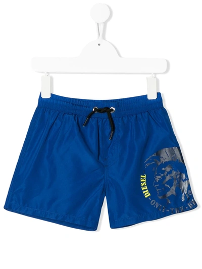 Diesel Kids' Logo Detail Swim Shorts In Blue