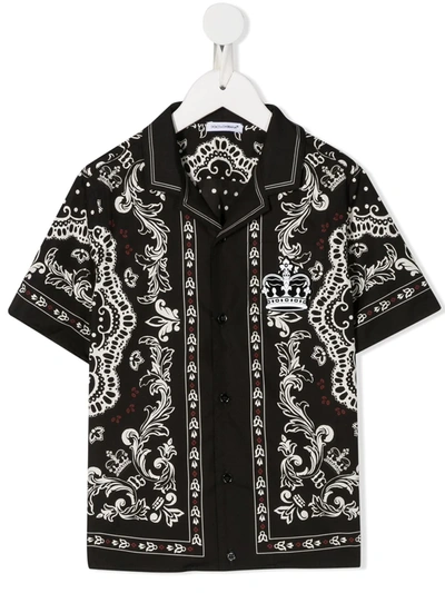 Dolce & Gabbana Kids' Bandana Print Shirt In Black