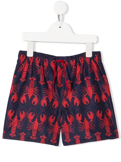 Dolce & Gabbana Kids' Lobster Print Swimwear Shorts In Blue