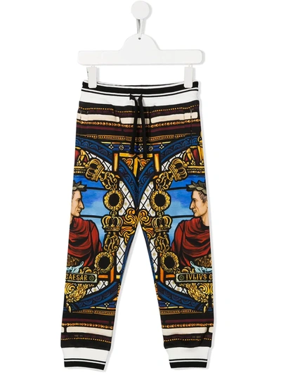 Dolce & Gabbana Kids' Julius Caesar Print Track Trousers In Black