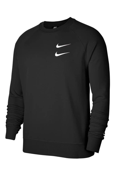 Nike Sportswear Swoosh Crewneck Sweatshirt In Black/ White