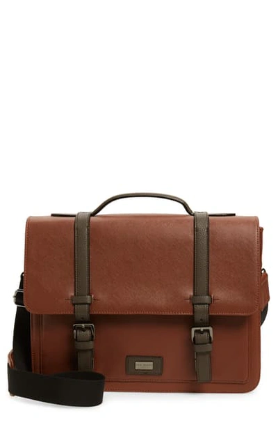 Ted Baker Advntr Textured Faux Leather Satchel In Tan