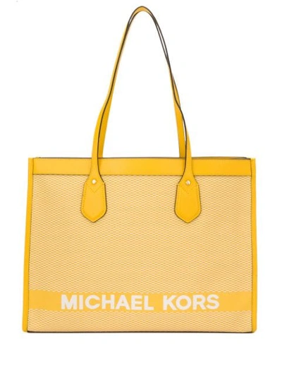 Michael Michael Kors Borsa Tote Bay In Cotone In Yellow