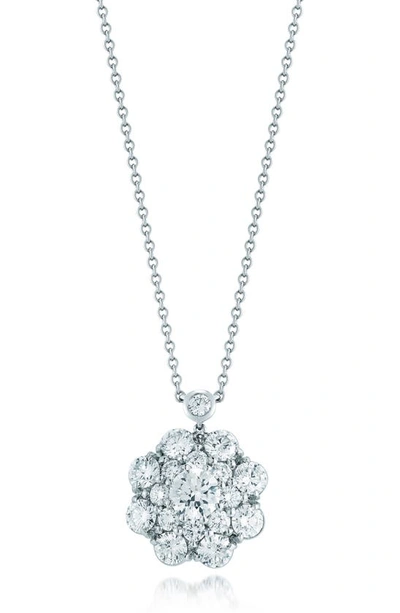 Kwiat Diamond Cluster Pendant Necklace In White Gold