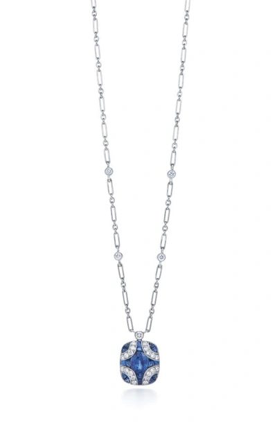 Kwiat Diamond & Sapphire Pendant Necklace In White Gold/ Sapphire
