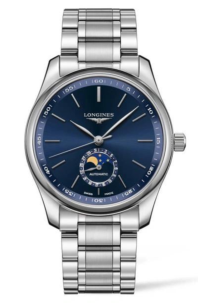 Longines Master Automatic Bracelet Watch, 40mm In Silver/ Blue