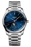 Longines Master Automatic Bracelet Watch, 40mm In Silver/ Blue