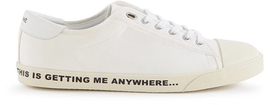 Celine Blank Canvas Sneakers In White