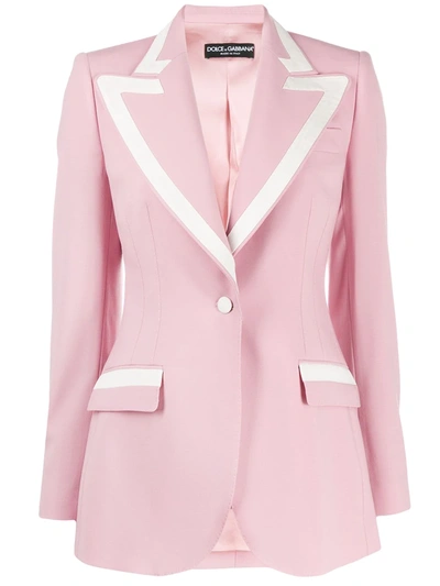 Dolce & Gabbana Stretch Wool And Silk Blazer In Pink