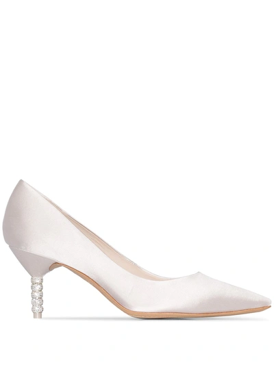 Sophia Webster Coco 80mm Crystal-embellished Satin Pumps In White