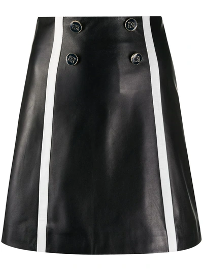 Sandro Leather Contrast-stripe Mini Skirt In Black