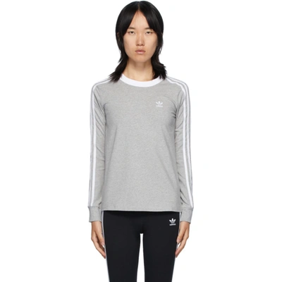 Adidas Originals Adidas Women's Originals 3-stripes Long-sleeve T-shirt In Medium Grey