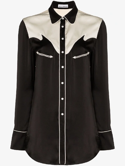Paco Rabanne Two-tone Western-inspired Shirt In Black