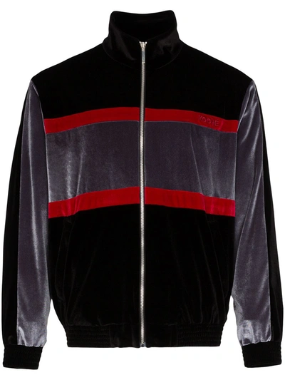 Koché Zipped Velvet Track Jacket In Black