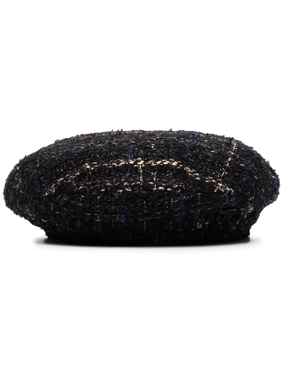 Maison Michel Abby Tweed Beret In Black