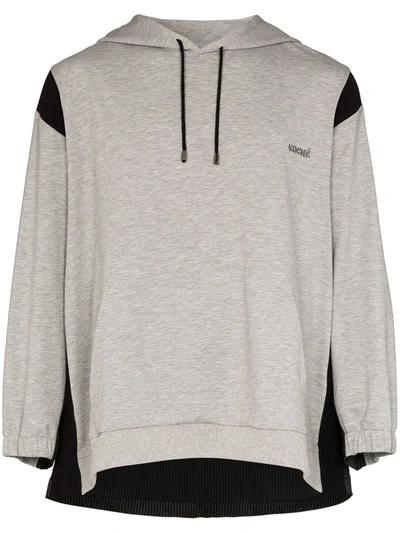 Koché Decoupe Contrast Detail Jersey Hoodie In Grey