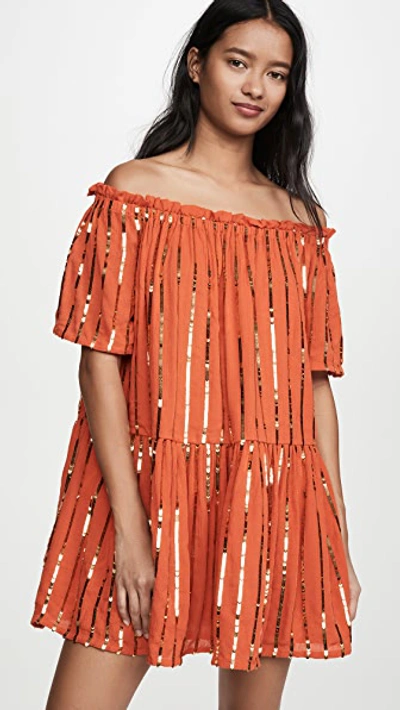 Sundress Bella Short Dress In Tangerine/gold
