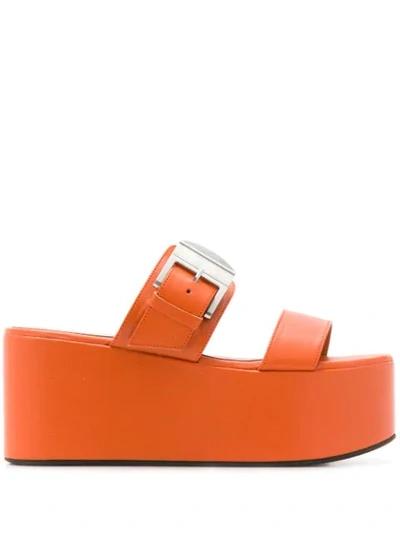 Simon Miller Coaster Leather Platform Wedge Sandals In Orange