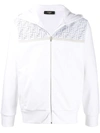 Fendi Ff Reflective Detail Zipped Sweatshirt In White