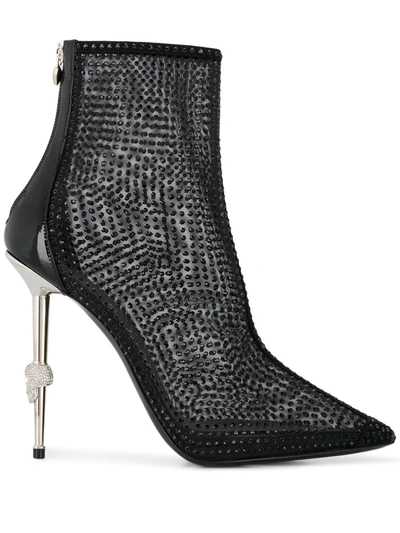 Philipp Plein Mesh Ankle Boots In Black