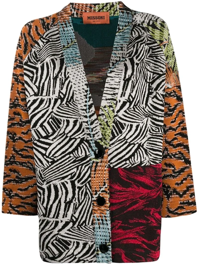 Missoni Pattern Mix Cardigan In Red