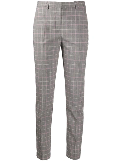 Pinko Check Print Trousers In Grey