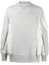 Sacai Oversized Patchwork Sweatshirt In Grey