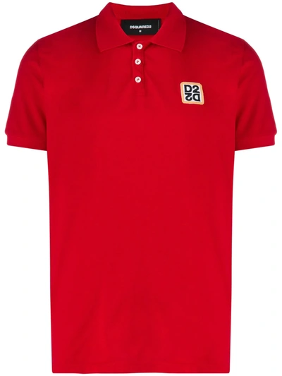 Dsquared2 Logo Patch Polo Shirt In Red