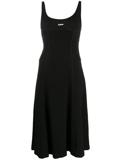 Off-white Stretch Techno Jersey Midi Dress In Black
