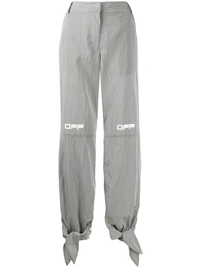 Off-white Printed Logo Tie Cuffs Trousers In Grey