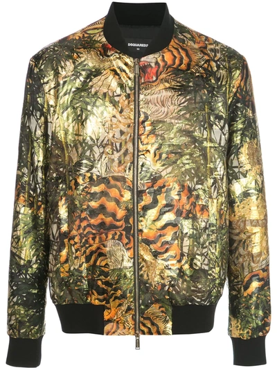 Dsquared2 All-over Print Bomber Jacket In Green
