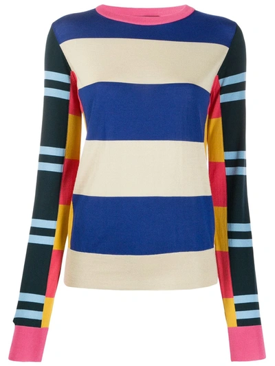 Colville Long Sleeve Block Stripe Sweater In Blue