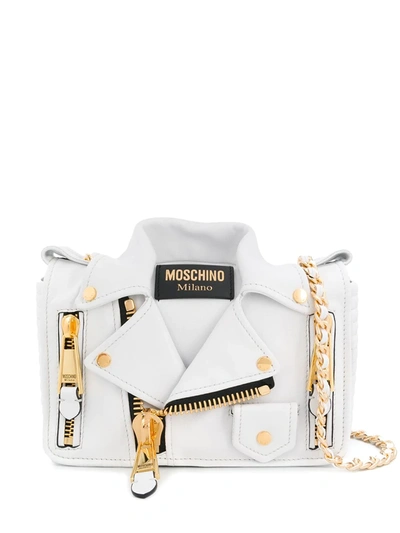 Moschino Jacket Style Cross Body Bag In White