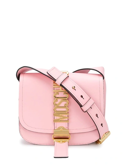 Moschino Lettering Logo Shoulder Bag In Pink