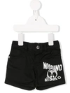 Moschino Babies' Distorted Logo Print Shorts In Black