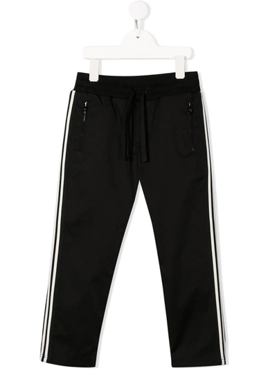 Dolce & Gabbana Kids' Striped-side Track Trousers In Black