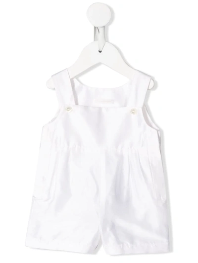 Dolce & Gabbana Babies' Square-neck Buttoned Dungarees In Bianco