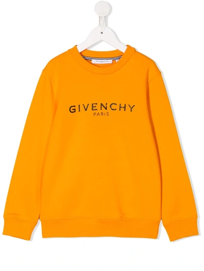 Givenchy Teen Cracked Logo Sweatshirt In Orange