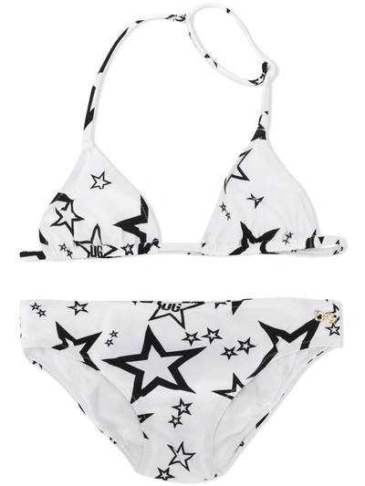 Dolce & Gabbana Kids' Star-print Triangle Bikini In White
