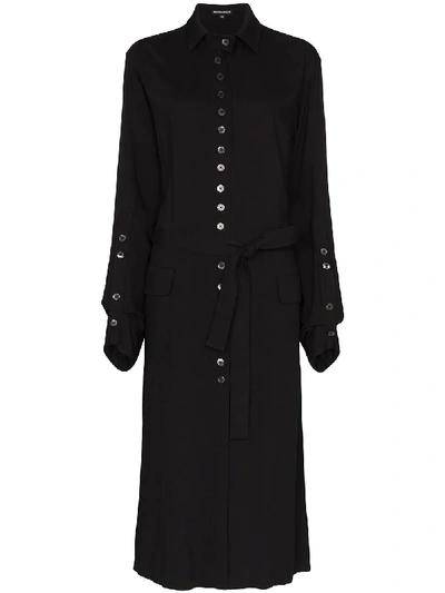 Ann Demeulemeester Belted Midi Shirt Dress In Schwarz