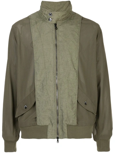Mostly Heard Rarely Seen Mens Amry Green Meshed-up Bomber Jacket