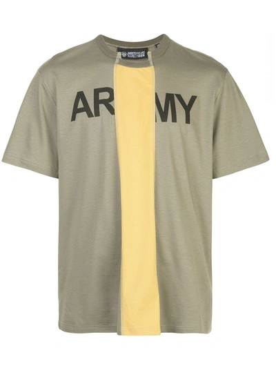 Mostly Heard Rarely Seen Cut Out Army Logo T-shirt In Green/yellow